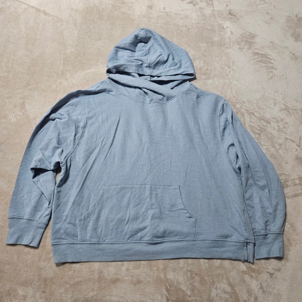 French Laundry Sport Womens XL Blue Pullover Hoodie Kangaroo Pocket Cotton Blend